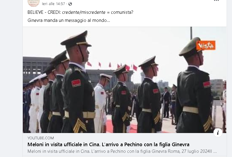 screenshot cina meloni