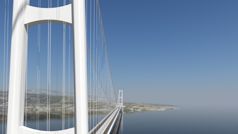 Il Ponte sullo Stretto (rendering), immagine: di Stretto di Messina Spa.