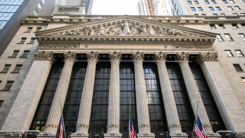 Il New York Stock Exchange, il palazzo della Borsa di Wall Street (foto di repertorio Chung I Ho/The Epoch Times)