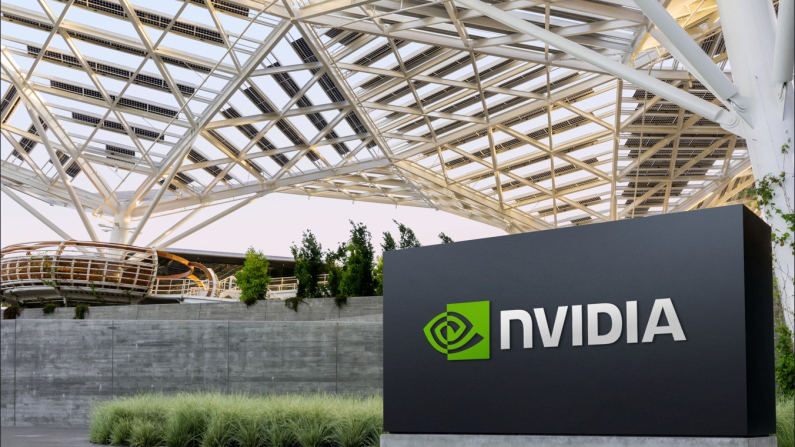 Il logo di Nvidia a Santa Clara, California. Courtesy NVIDIA/Handout via REUTERS/File Photo